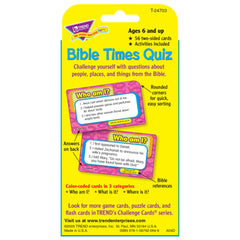 Trend Enterprises Bible Times Quiz Challenge Cards in use during classroom or family study session.