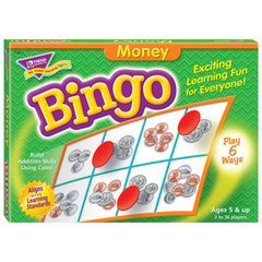Trend Enterprises Money Bingo game setup shows classroom-ready components.
