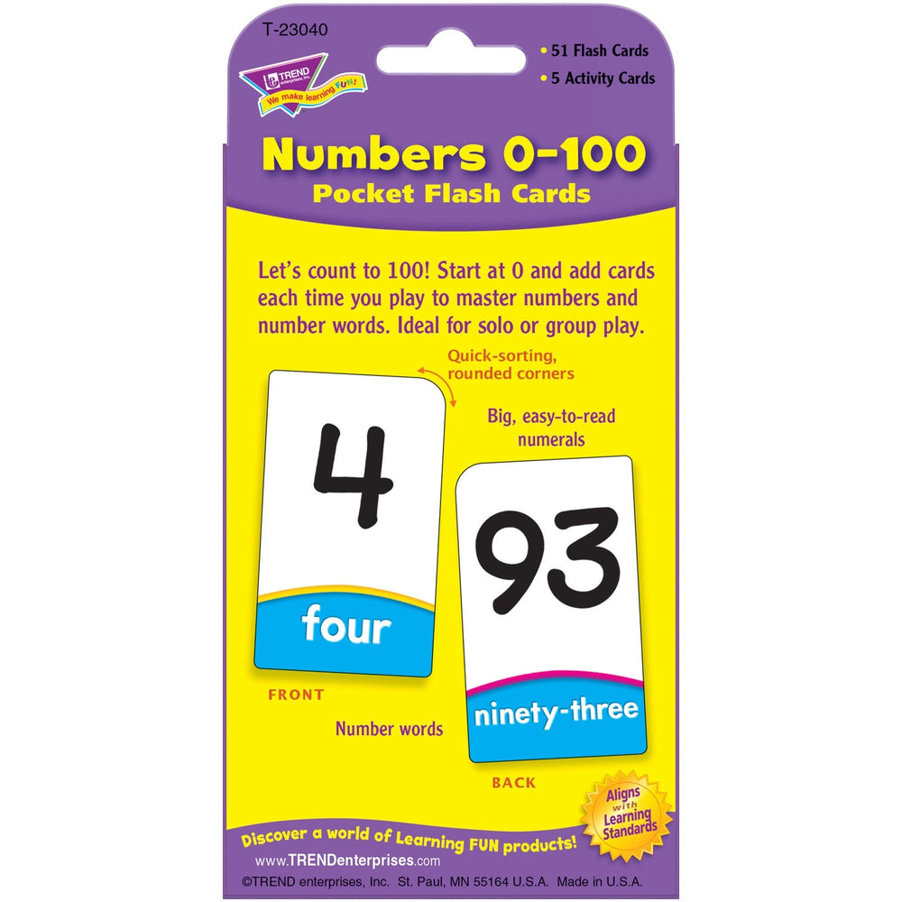 Trend Enterprises Numbers 0-100 pocket flash cards, activity ideas; perfect for guided or independent math practice