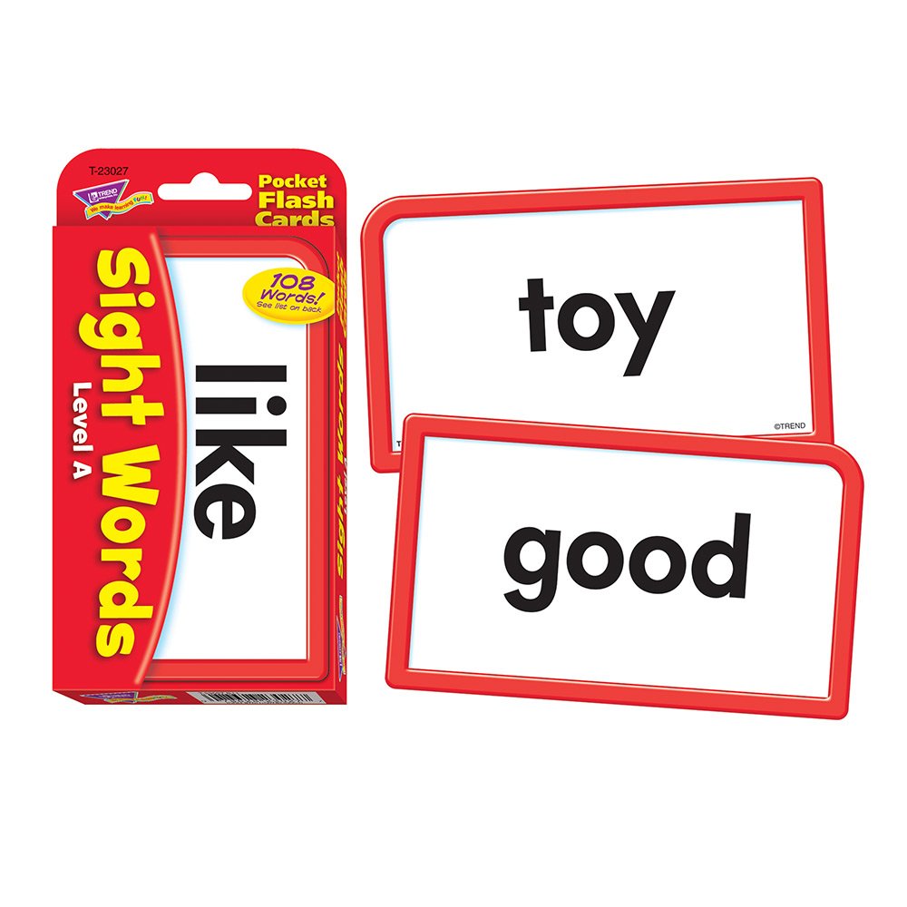 Trend Enterprises flash cards child using them to build reading skills.