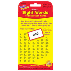 Trend Enterprises flash cards in a storage box keep materials organized.