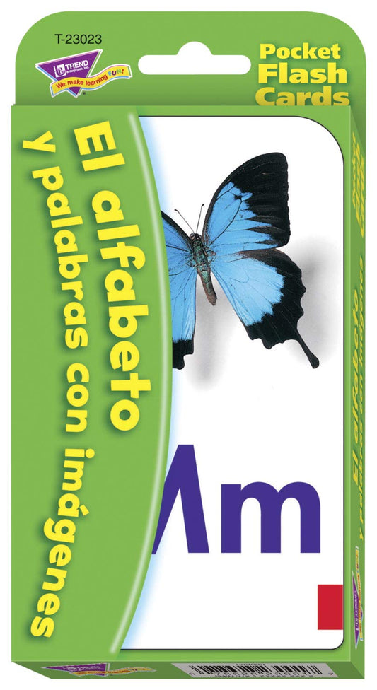 Trend Enterprises Spanish Alphabet Flash Cards front view for quick skills on the go.
