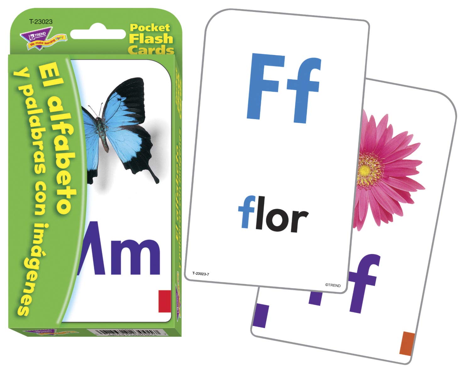 Trend Enterprises Spanish Alphabet Flash Cards two-sided for versatile practice and review.