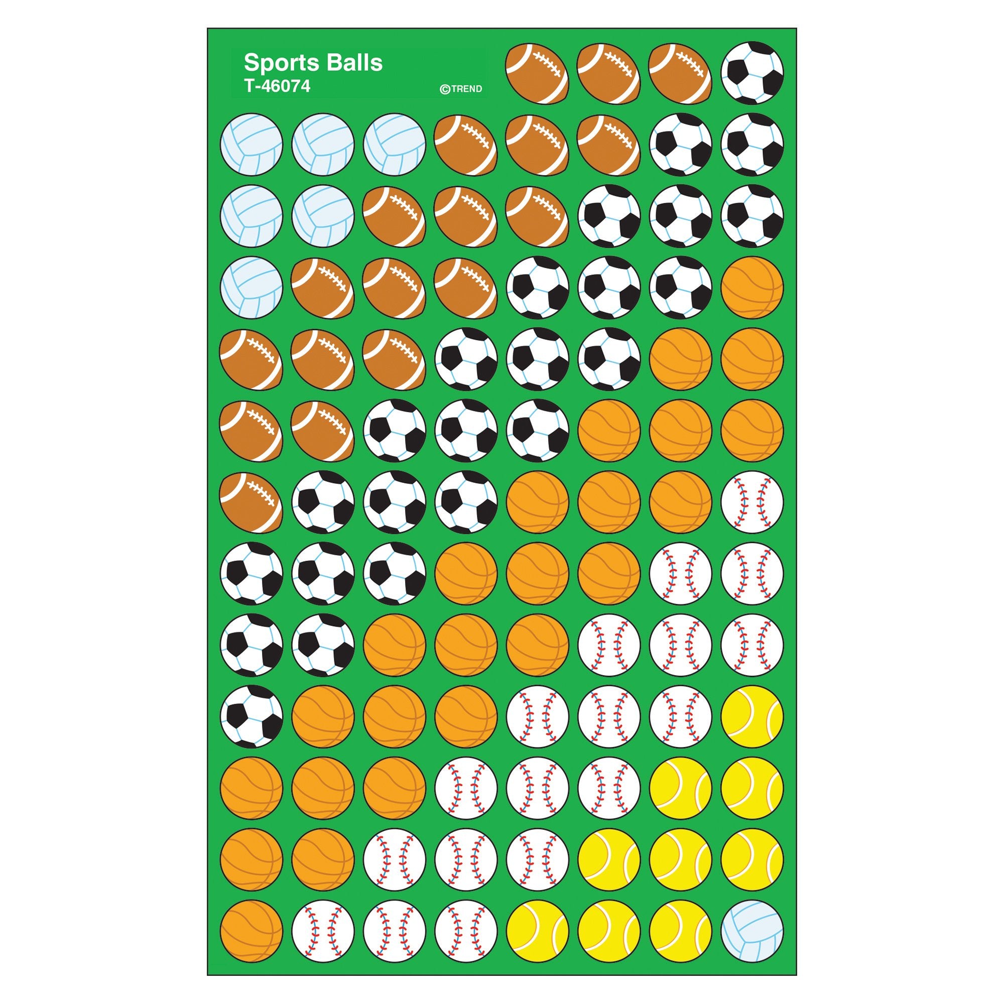 Trend Enterprises sports balls supershapes design 1, ideal for incentive pads and crafts.
