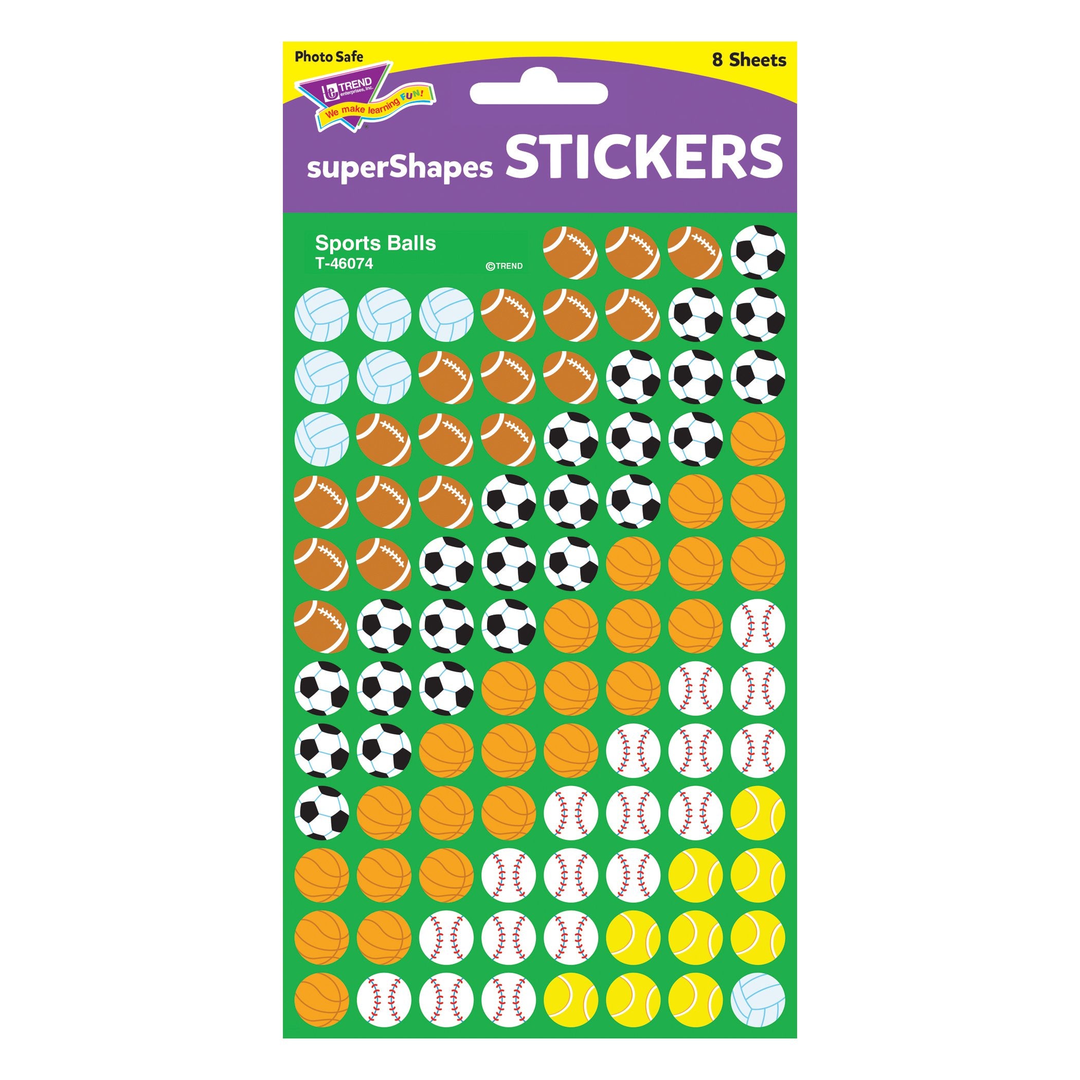 Trend Enterprises sports balls supershapes design 3, photo-safe for arts and notes.