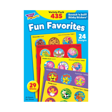 Trend Enterprises Stinky Stickers assortment with 24 designs for rewards and crafts.