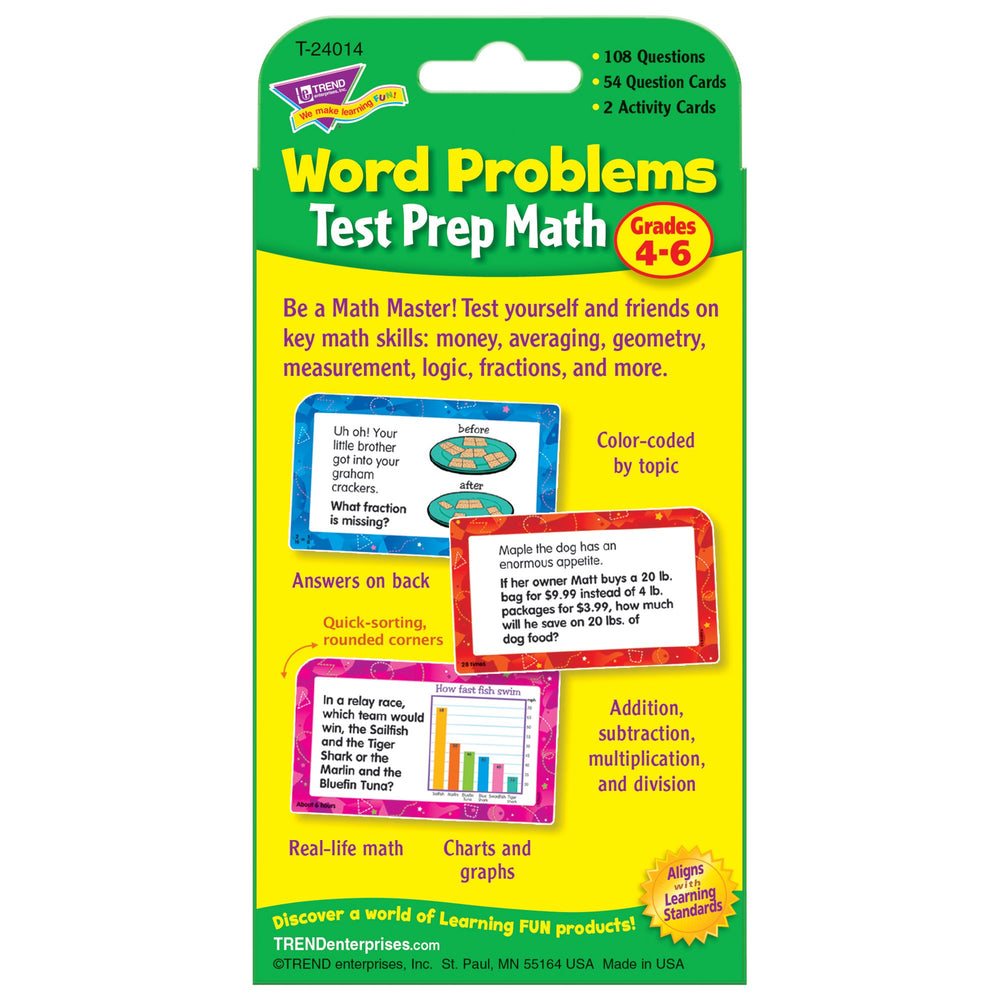 Trend Enterprises word problems card – grade 4-6 challenge boosts critical thinking.