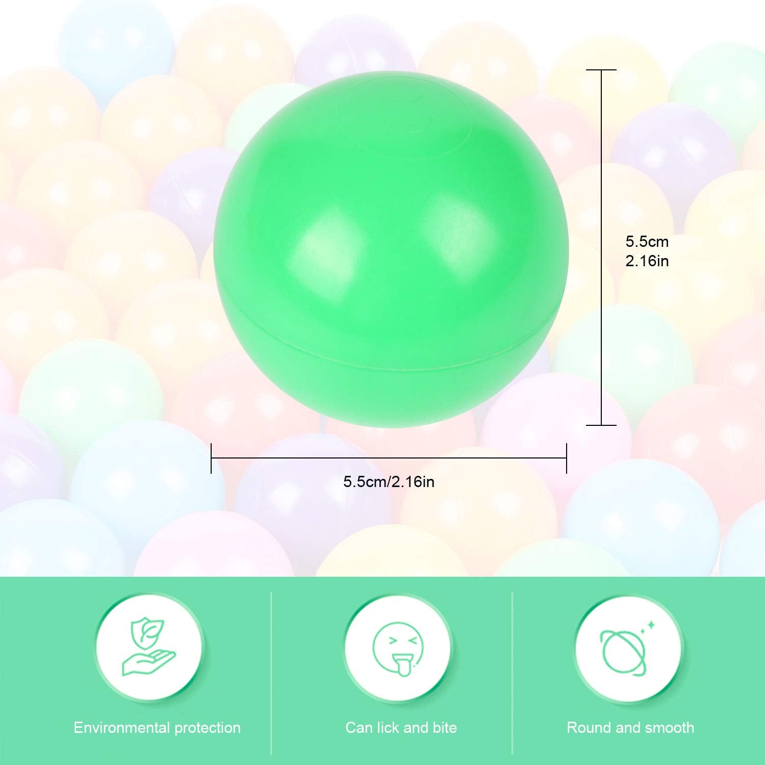 TRENDBOX 2-2-inch ball close-up showing safe, crush-proof plastic.
