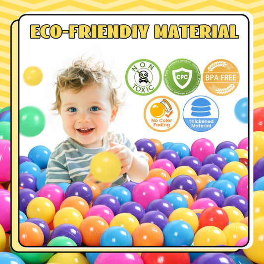 TrendBox ball pit balls brighten playtime and aid color recognition.