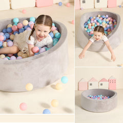 Close-up of TrendBox ball pit balls showing soft, BPA-free plastic.