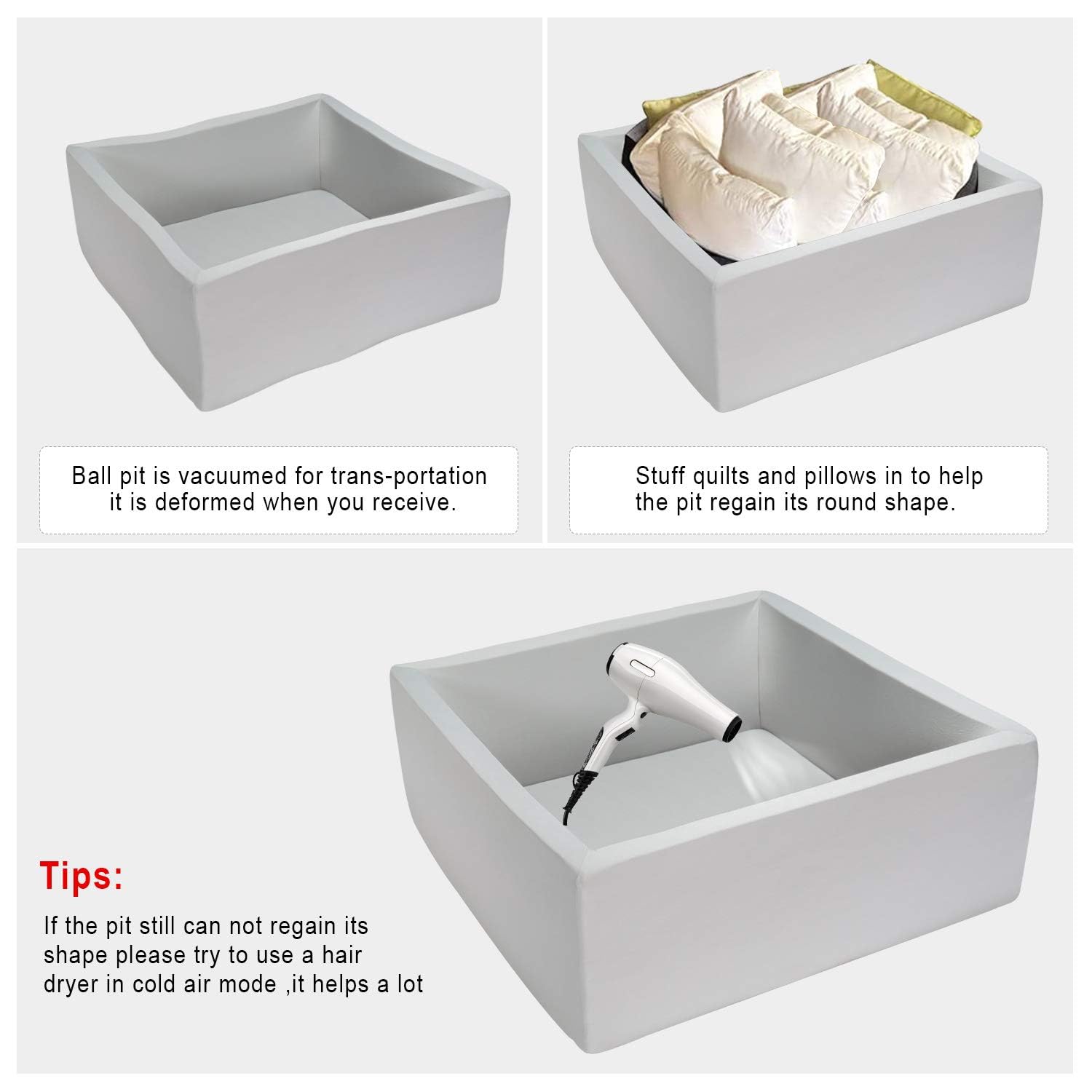 TRENDBOX ball pit dimensions 47 inches for setup planning