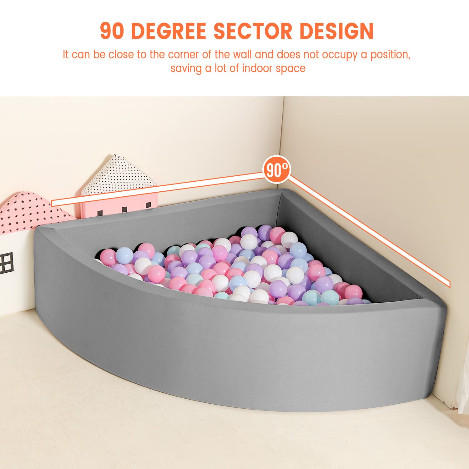 90x90 cm dimensions create a roomy yet cozy play area