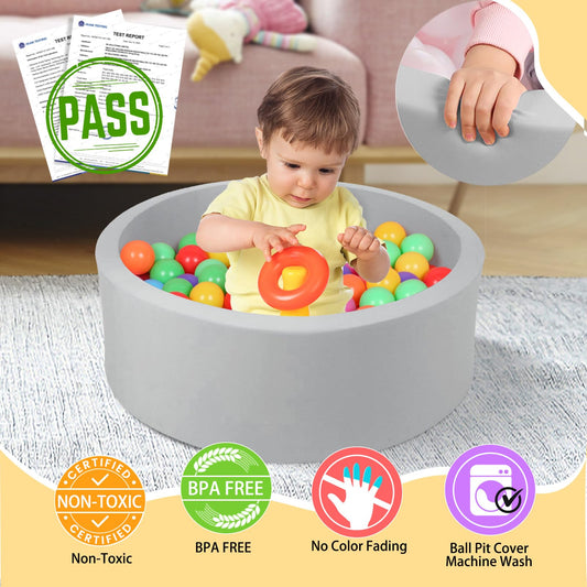 TRENDBOX ball pit inner diameter close-up reveals compact play space for babies.