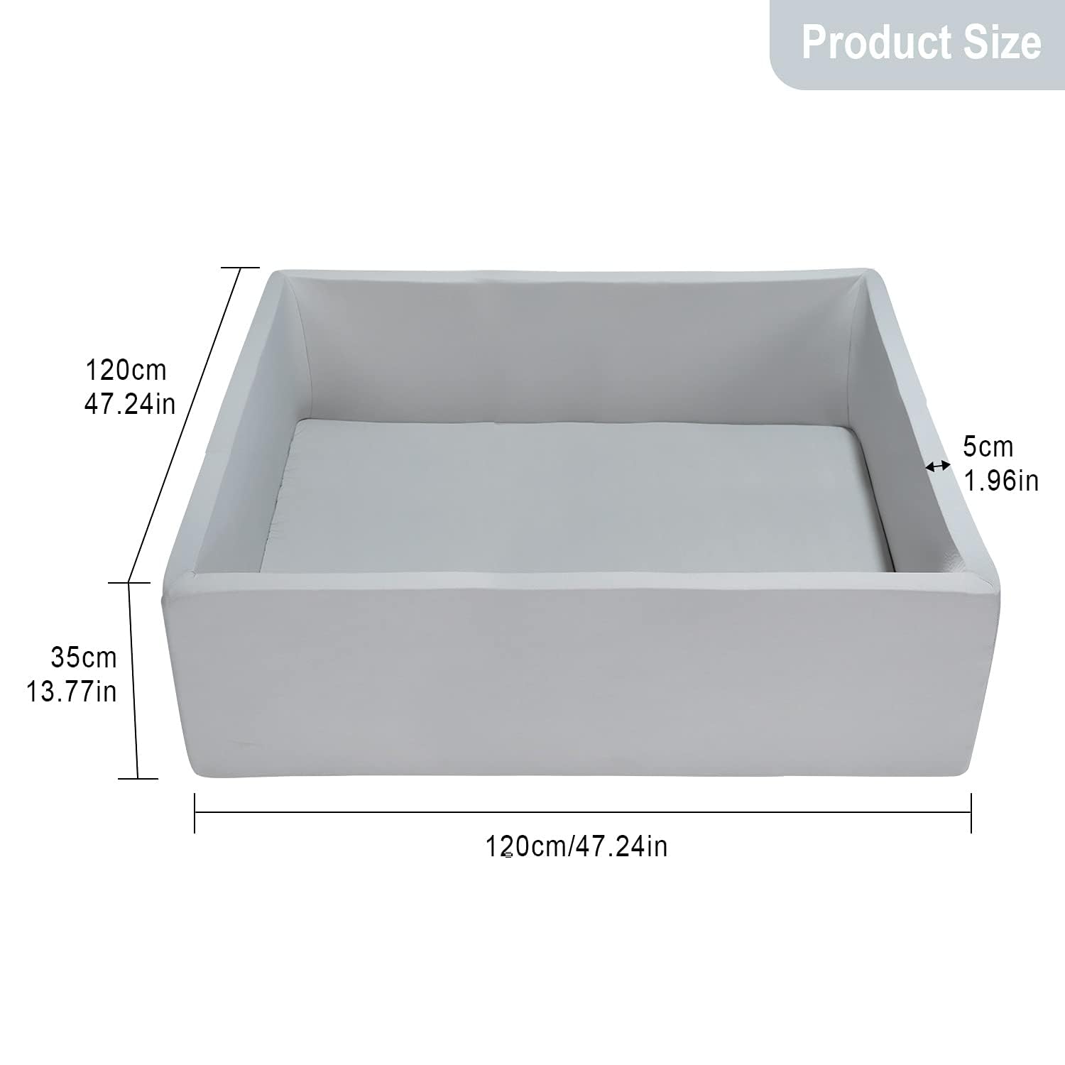 TRENDBOX ball pit side view showing size and space-saving shape