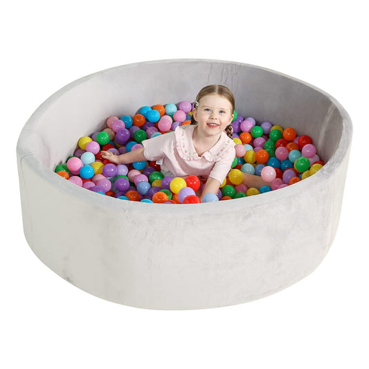 TrendBox extralarge foam ball pit cover close-up with soft velvet texture for gentle play.