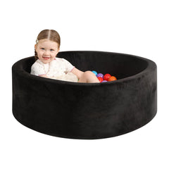 TRENDBOX foam ball pit cover removable black velvet for easy cleaning.