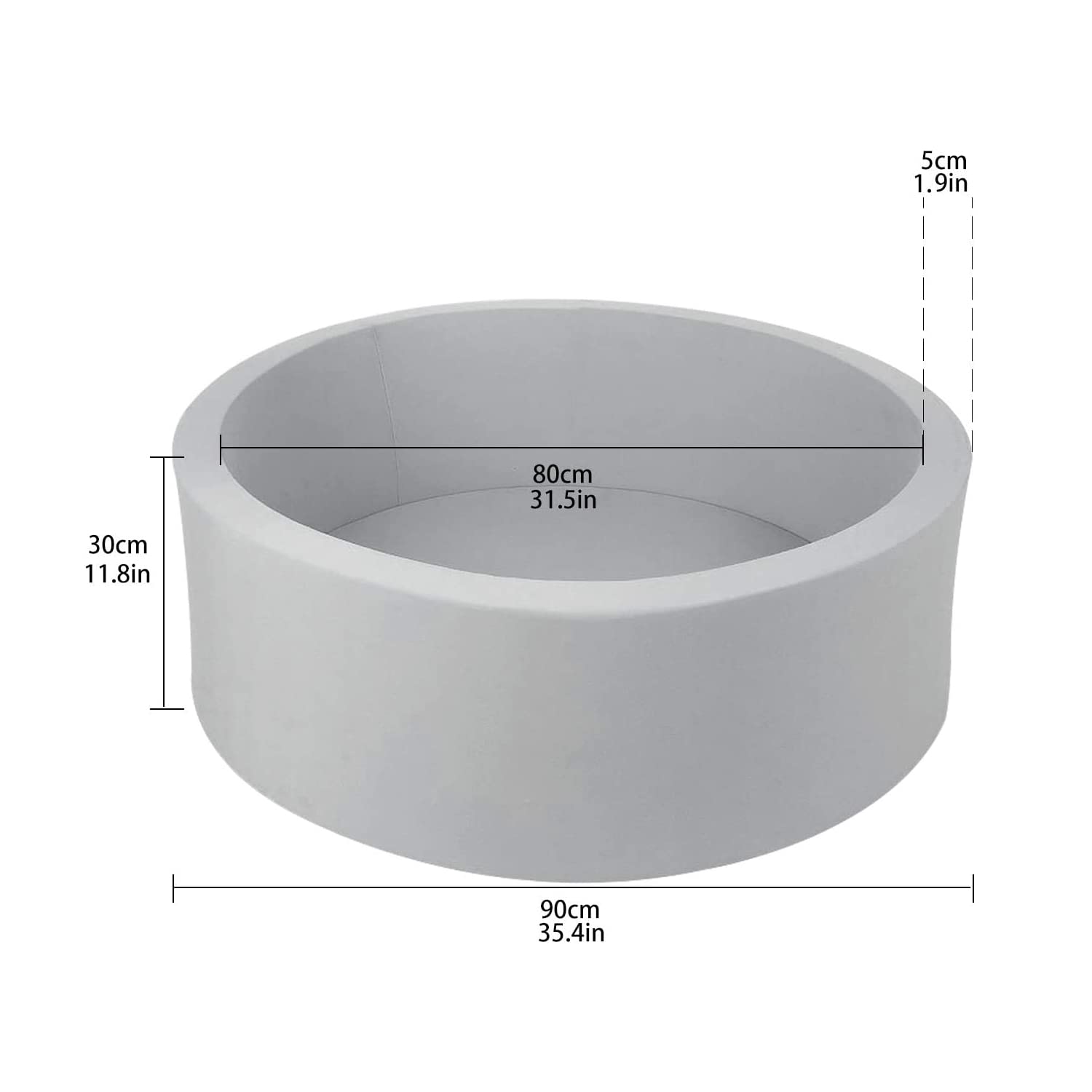 TrendBox foam ball pit light gray removable cushion cover enables easy cleaning