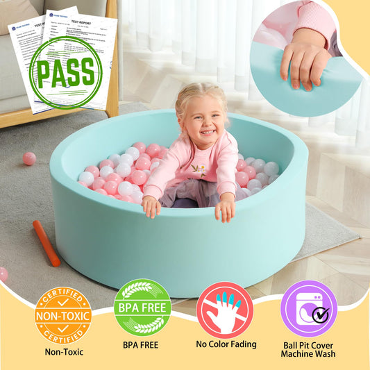 TrendBox memory foam ball pit texture close-up highlights soft, cushioned surface for kids.