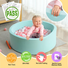 TrendBox memory foam ball pit texture close-up highlights soft, cushioned surface for kids.