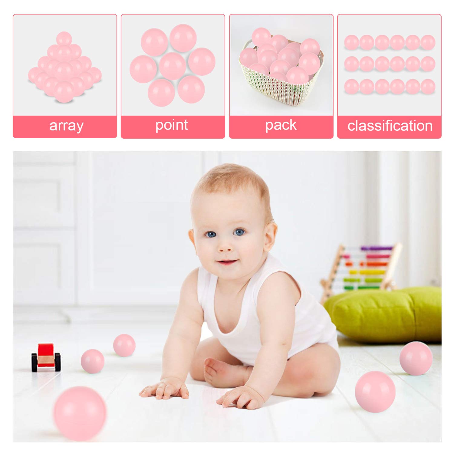 TrendBox pink ocean balls support small-hand coordination during play.