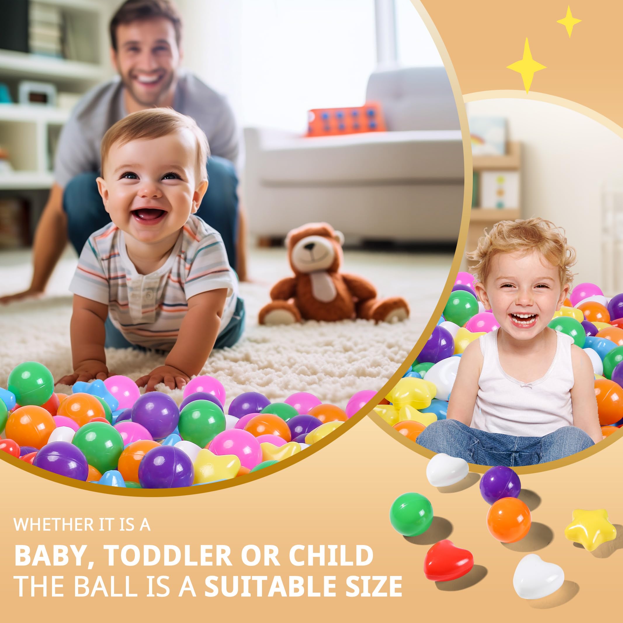 TRENDPLAY round pit balls 2.2 inches for hands-on learning and stacking games.