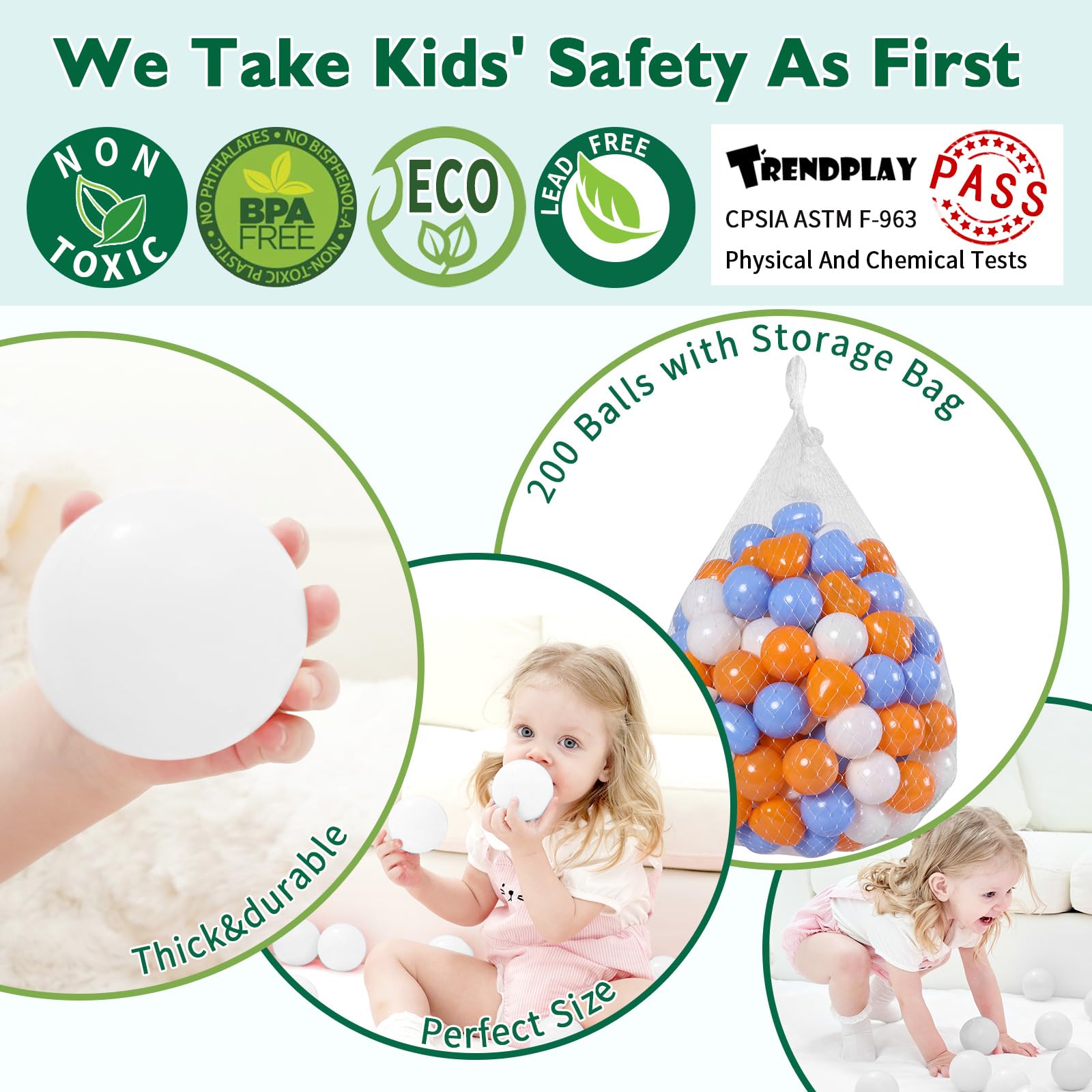 TRENDPLAY ball pit round balls image—2.2-inch balls promote sensory exploration.