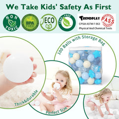 TRENDPLAY round ball pit balls in cream and blue for versatile playtime.