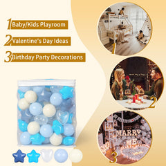 TRENDPLAY color palette of cream, blue, and white for festive ball pits.