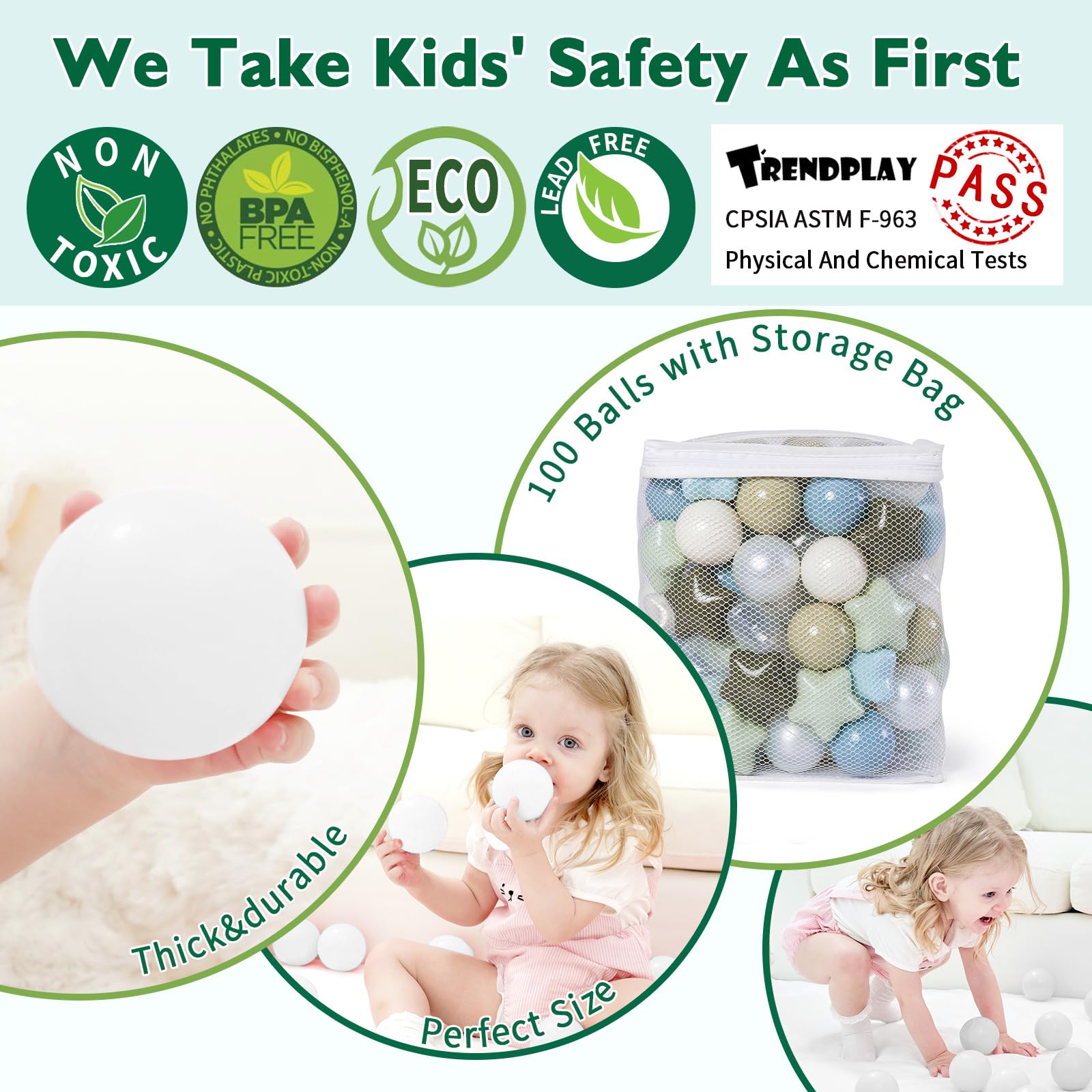 TRENDPLAY Star Ball Pit Balls in creamy green mix for colorful fun.