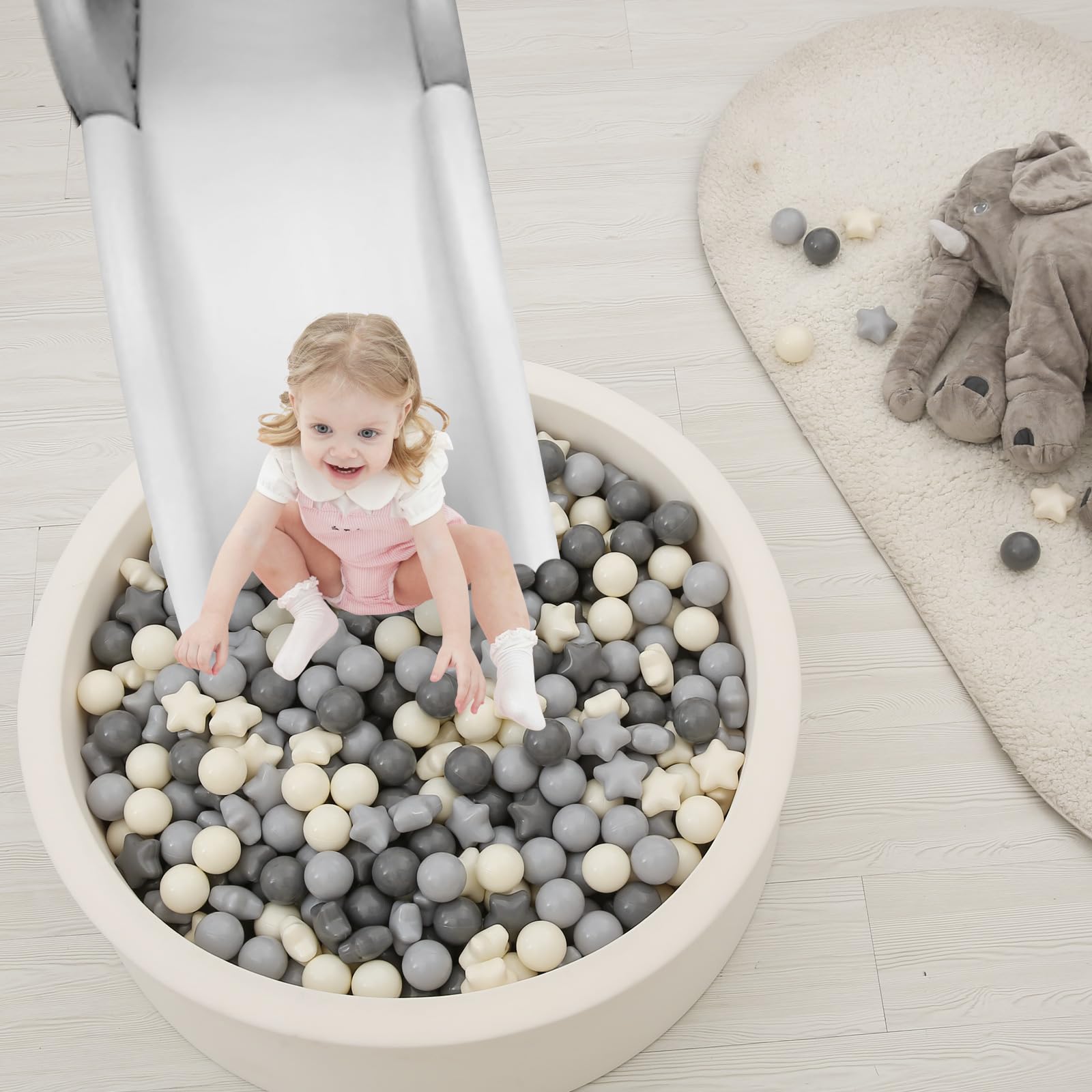 TRENDPLAY non-toxic plastic ball pit balls in star shapes for gentle sensory play.