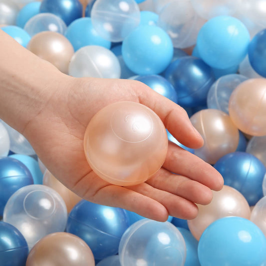 TrendPlay pearl blue balls highlight tactile fun in a toddler ball pit.