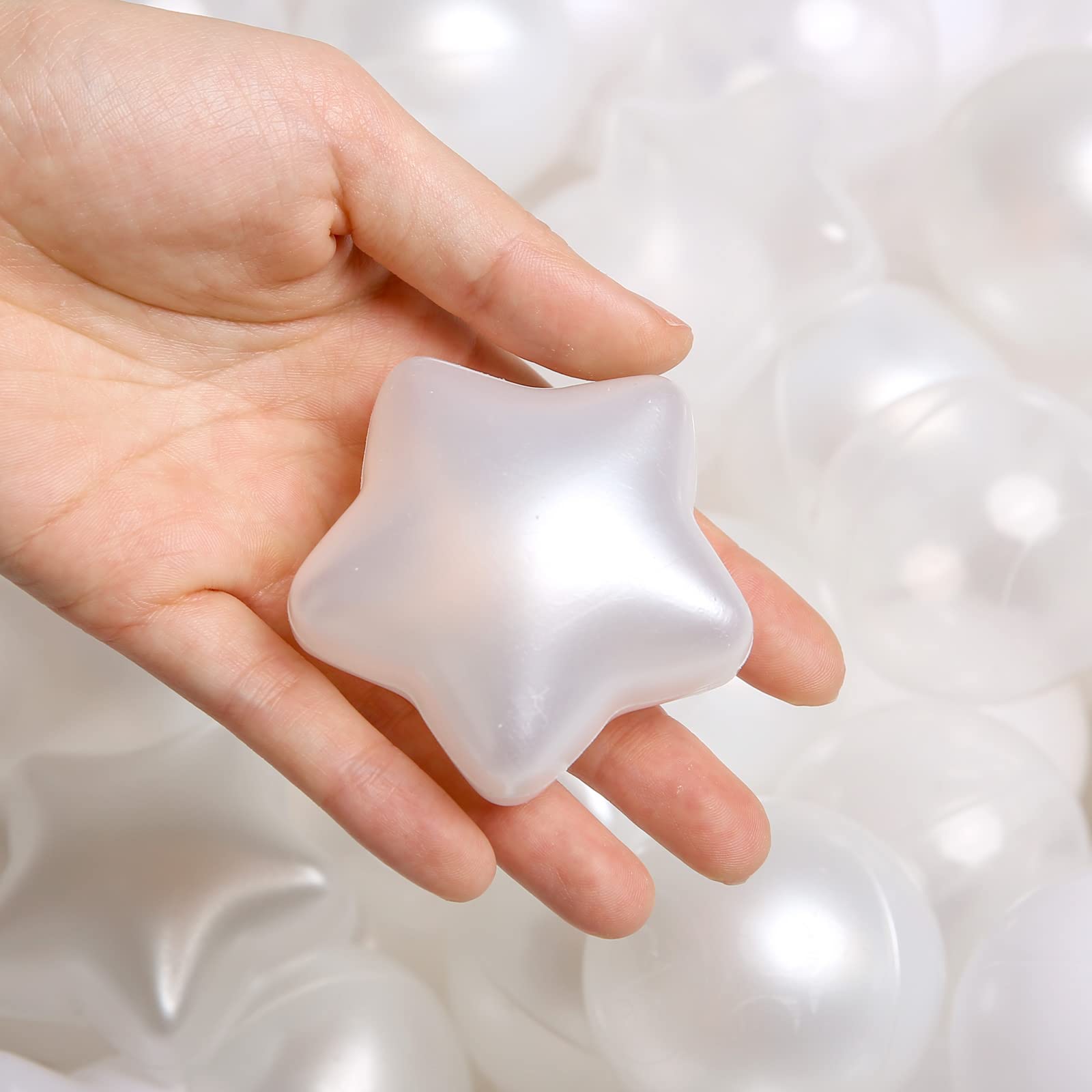 TRENDPLAY Star Ball Pit Balls show vibrant pearl colors for interactive play.
