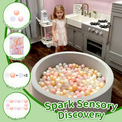 Pearl white TRENDPLAY ball pit balls create a chic, versatile look.