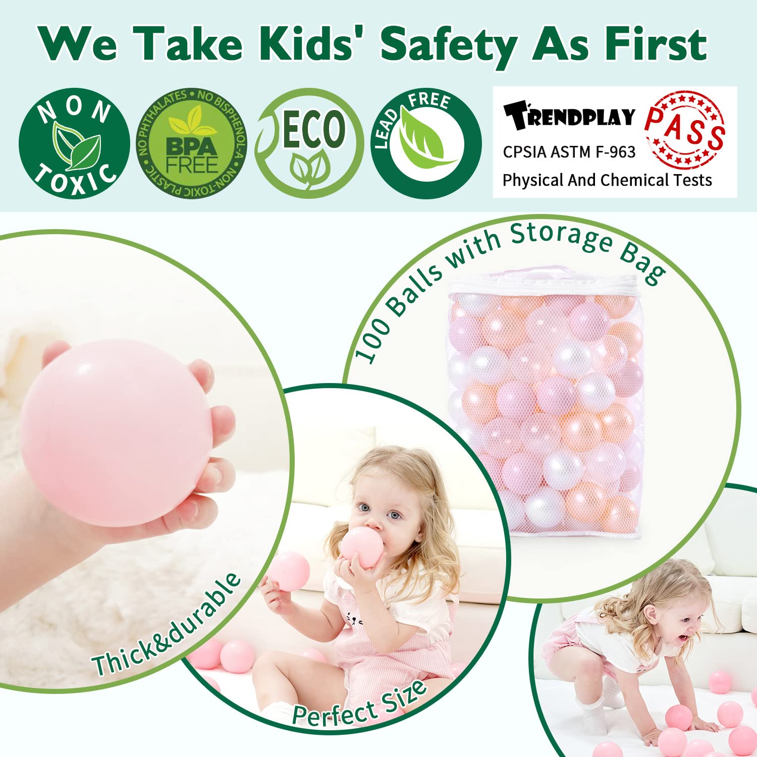 Pink TRENDPLAY ball pit balls, vibrant and easy to wipe clean.