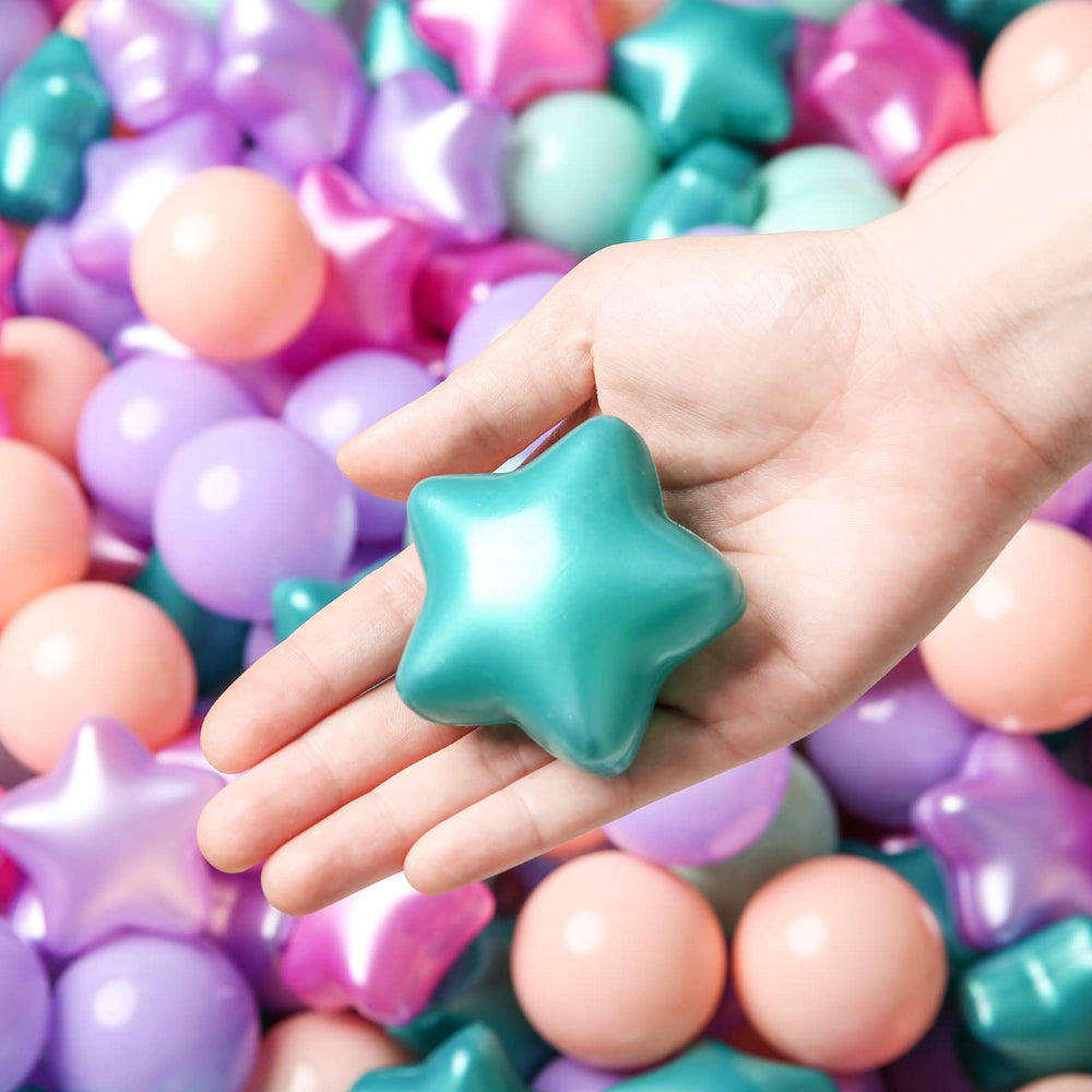 TRENDPLAY Star Ball Pit Balls in green and purple for safe, colorful play.