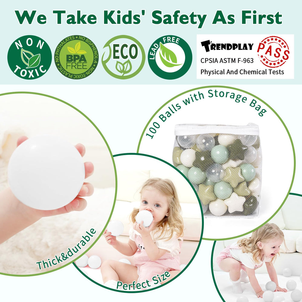 TRENDPLAY Star Ball Pit Balls 100 green in use for imaginative play area.