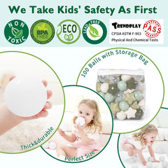 TRENDPLAY Star Ball Pit Balls 100 green in use for imaginative play area.