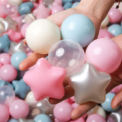 TRENDPLAY Star Ball Pit Balls close-up shows durable star shapes.