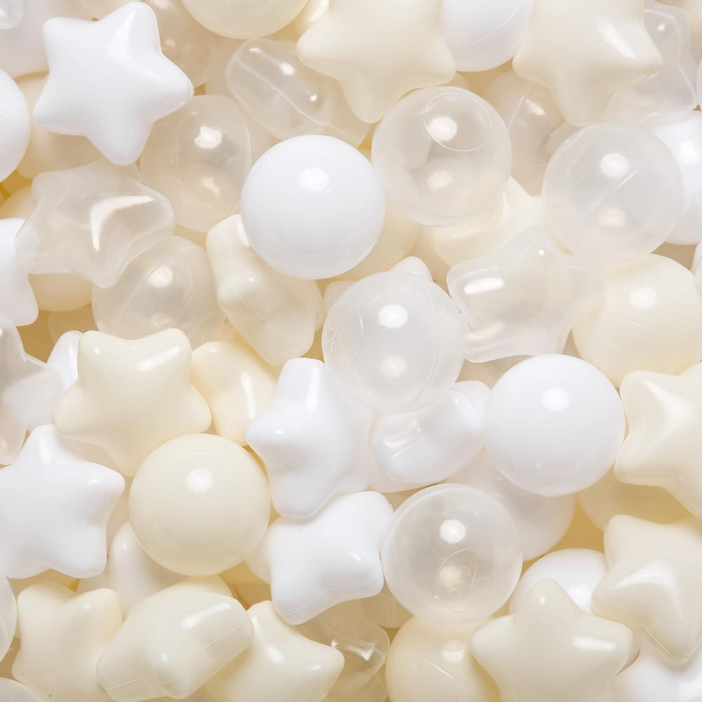 TRENDPLAY Star ball pit balls set in beige and clear for safe toddler play