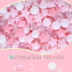 TRENDPLAY Star Ball Pit Balls in clear let light through for a luminous setup.