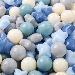 TRENDPLAY Star Ball Pit Balls stacked image demonstrates color variety and shape fun