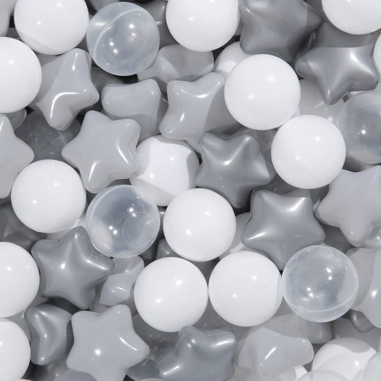 TrendPlay Star Ball Pit Balls gray color for safe toddler play.
