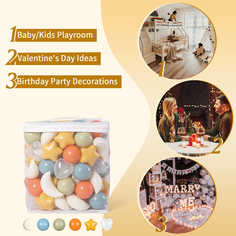 TRENDPLAY Star Ball Pit Balls hearts: perfect for storytelling and cooperative games.