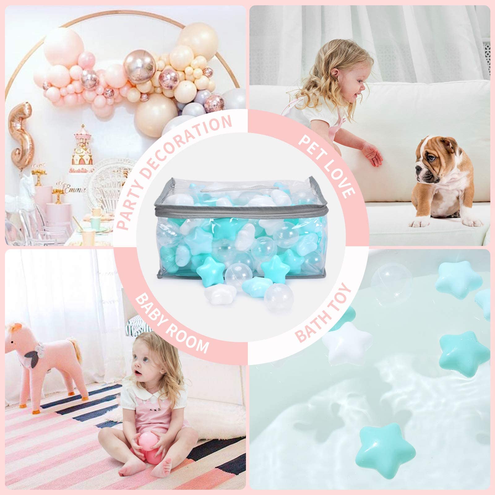 TRENDPLAY Star Ball Pit Balls in multi-color shapes spark counting play.