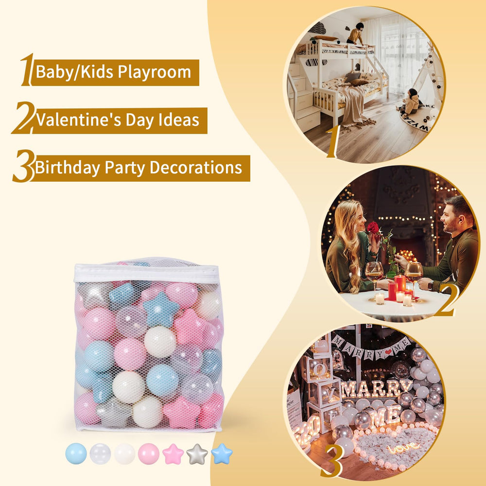 TRENDPLAY Star Ball Pit Balls party decor adds vibrant color to celebrations.