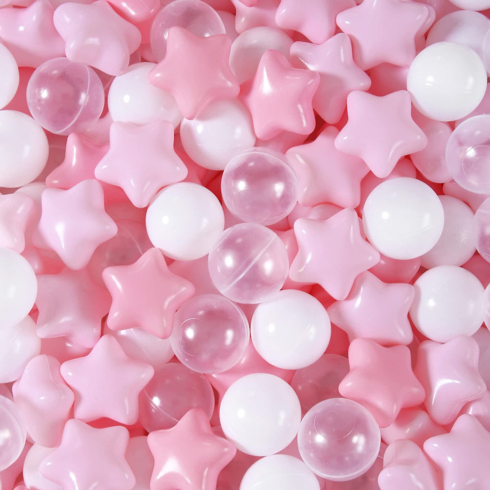 TRENDPLAY Star Ball Pit Balls in pink pearls enhance colorful, sensory play for toddlers