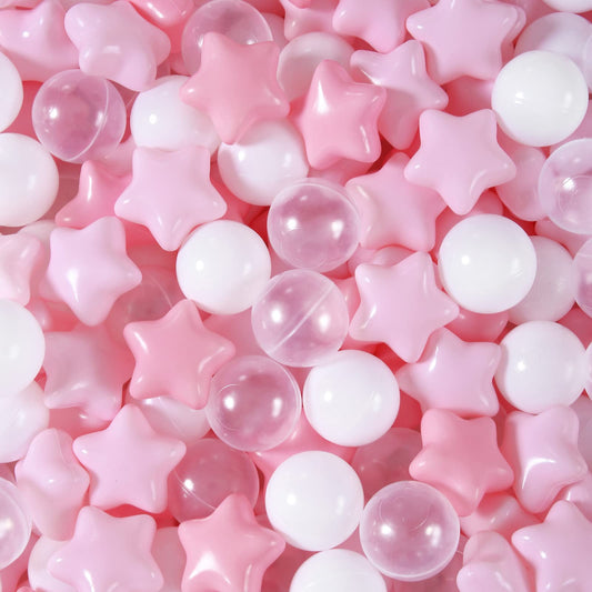 TRENDPLAY Star Ball Pit Balls in pink pearls enhance colorful, sensory play for toddlers