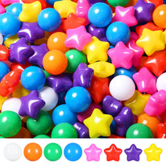 TRENDPLAY rainbow star balls 200-count for safe toddler play and vibrant visuals.