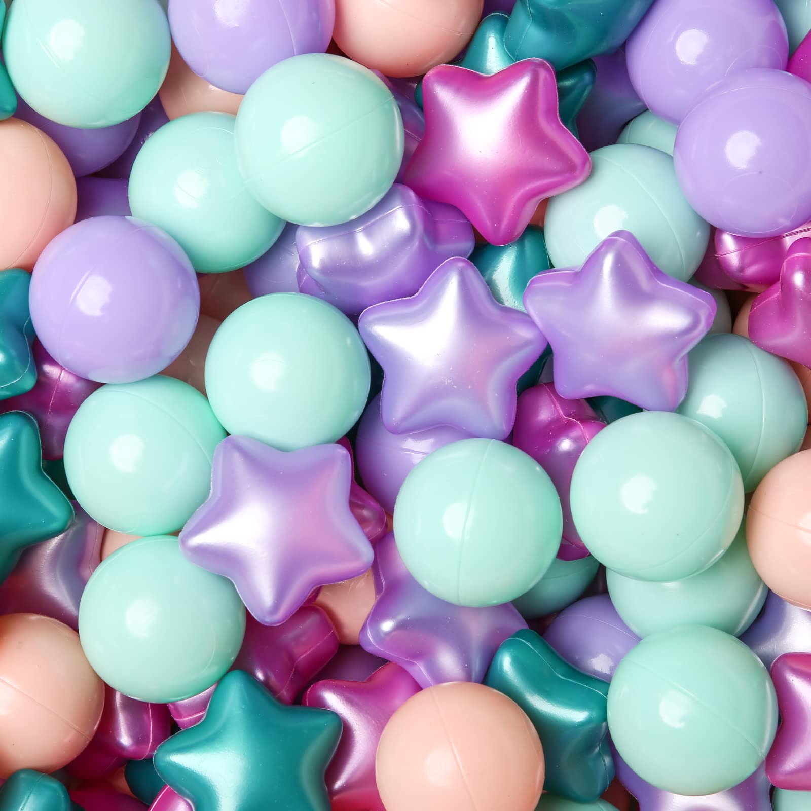 TRENDPLAY safe, non-toxic star balls designed for toddlers' exploration.