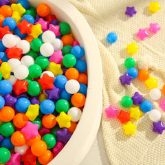 TRENDPLAY star-shaped balls multicolor pack for sensory play and party decor.